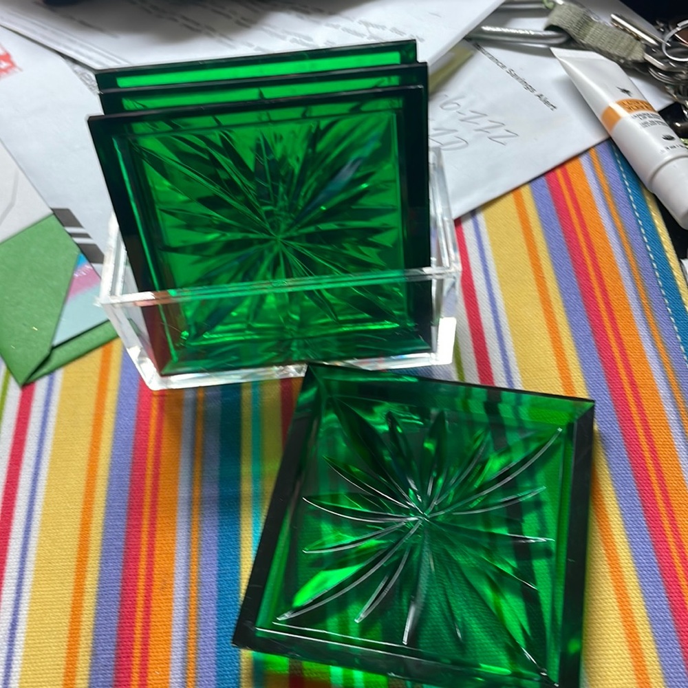 Vintage Kelly green coaster.